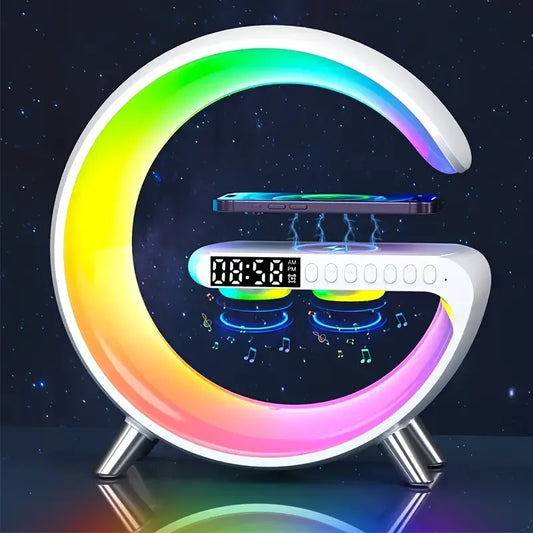 RGB Night Light Lamp Multifunction Alarm Clock TF Blueotooth Speaker 15W Wireless Charger Station Pad For iPhone